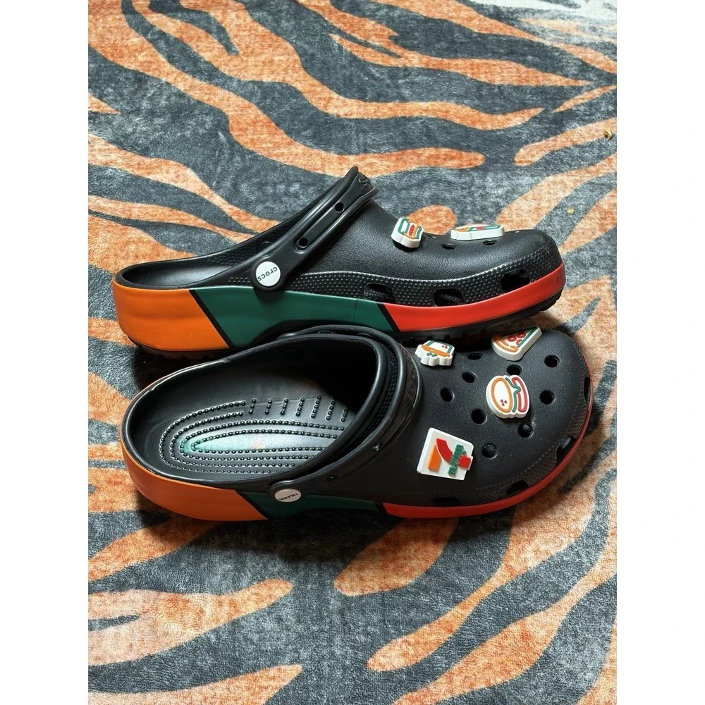 7-Eleven x Crocs Classic Clog 'Black' Men's Size 11, With (8) Charms